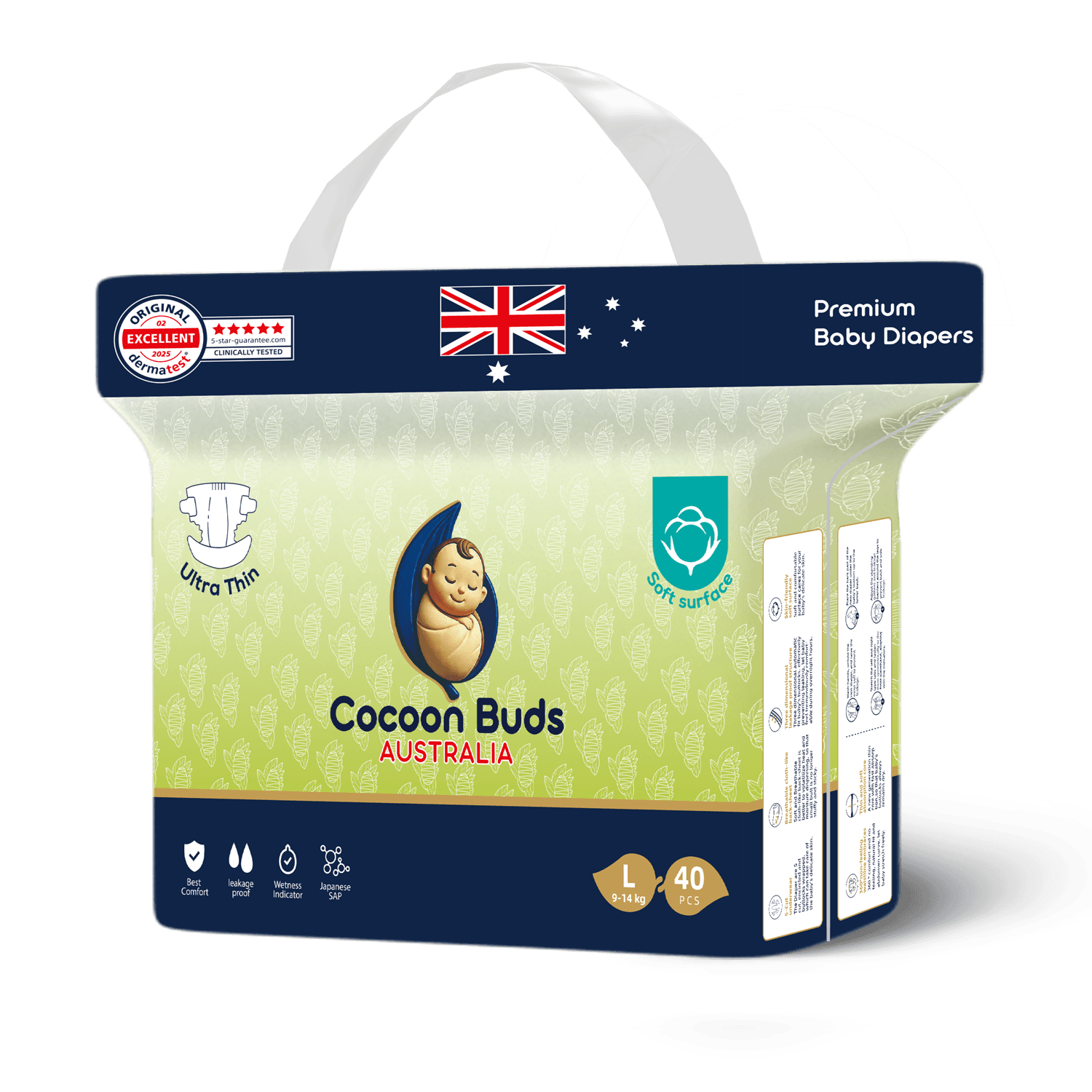 Cocoon Buds Diaper Tape L-40(Pack of 40)