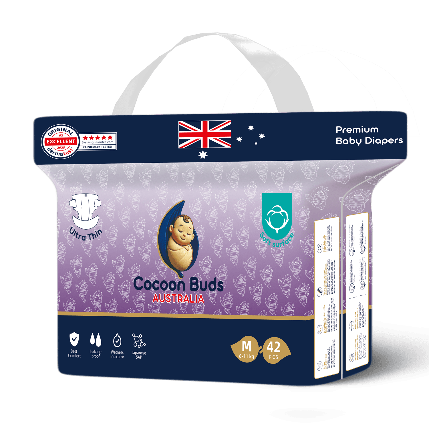 Cocoon Buds Diaper Tape M-42 (Pack of 42)