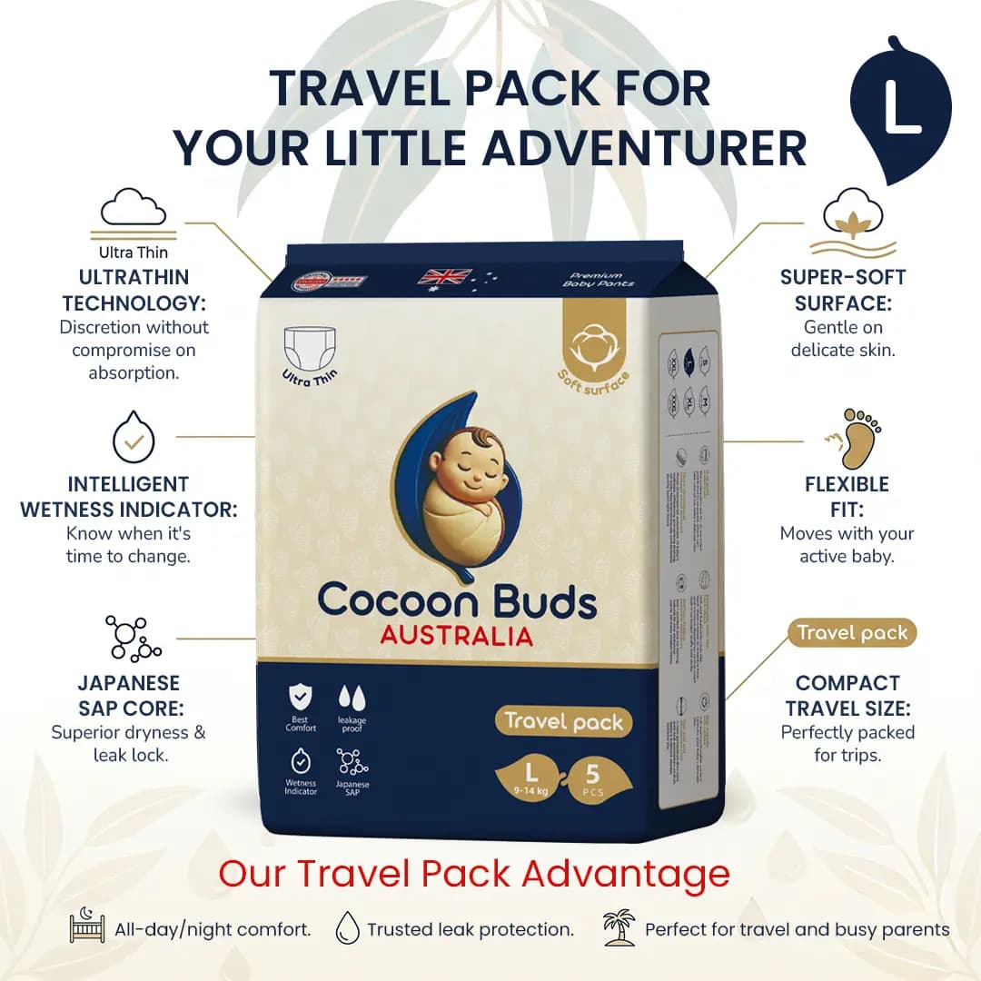 Cocoon Buds Diaper | Travel Pack Large | 5 pcs view 3