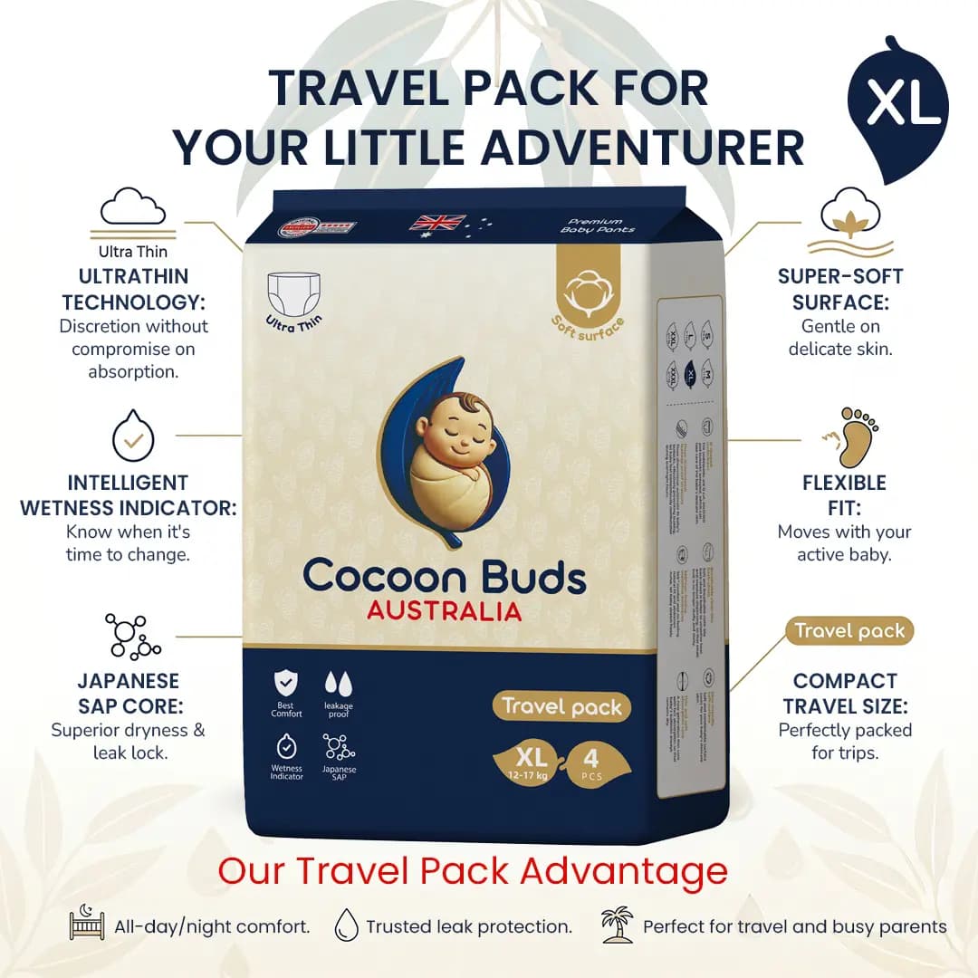 Cocoon Buds Diaper | Travel Pack XL | 4 pcs view 3