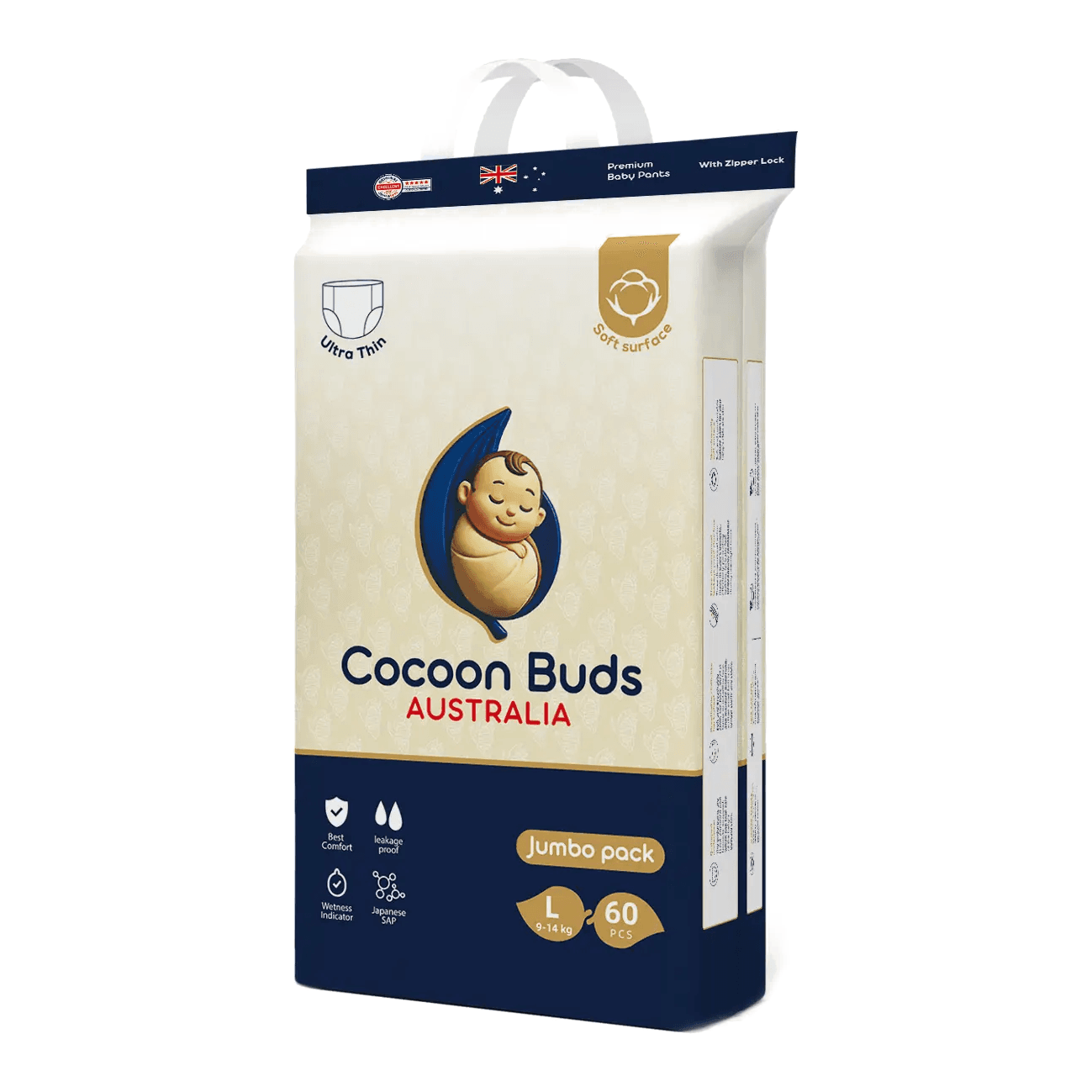 Cocoon Buds Diaper | Jumbo Pack Large | 60 pcs