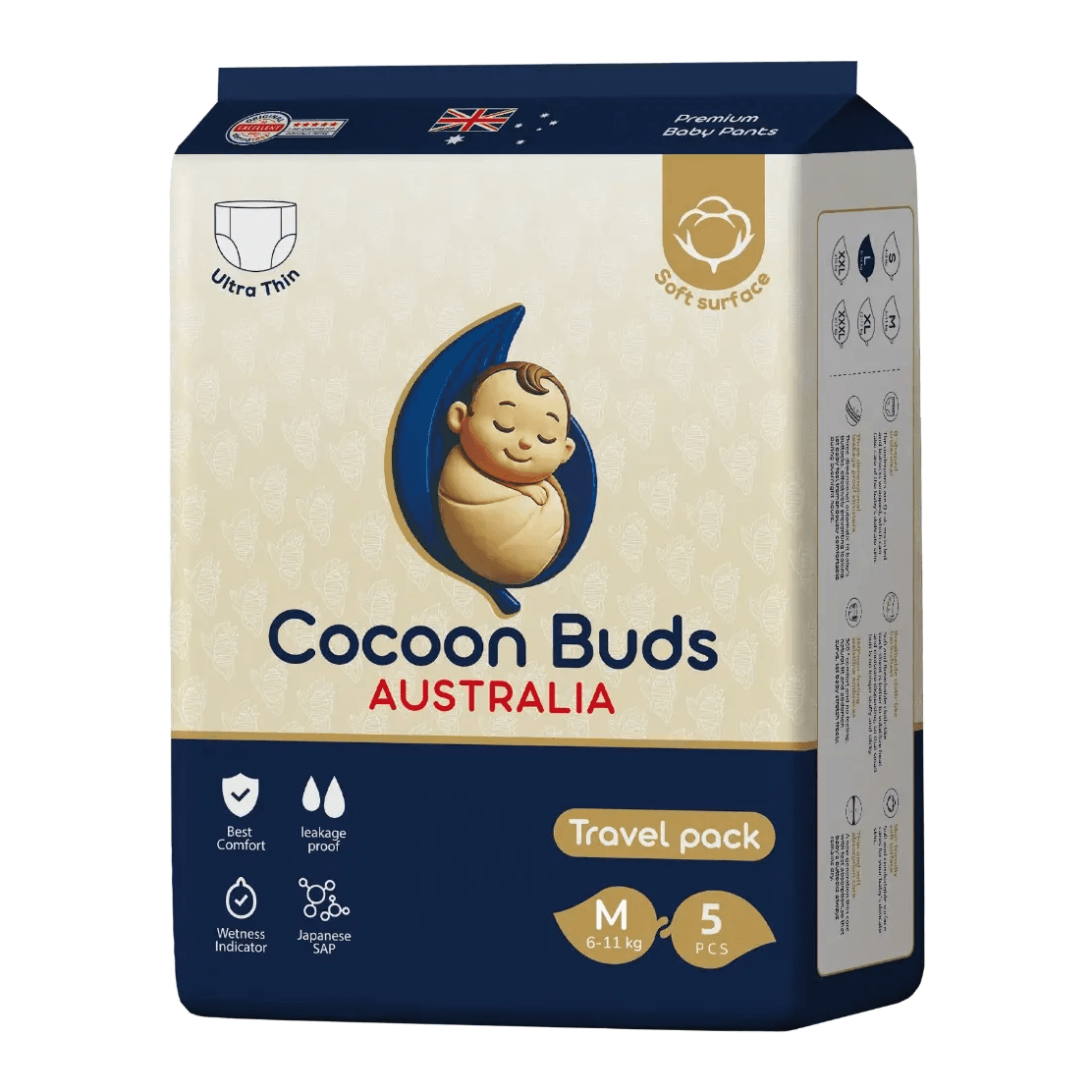 Cocoon Buds Diaper | Travel Pack Medium | 5 pcs