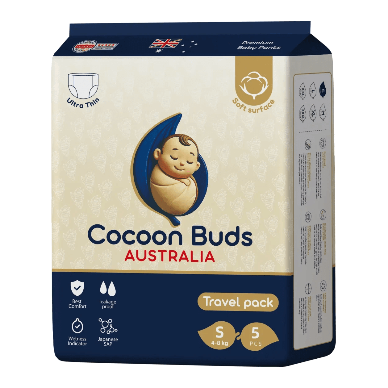 Cocoon Buds Diaper | Travel Pack Small | 5pcs
