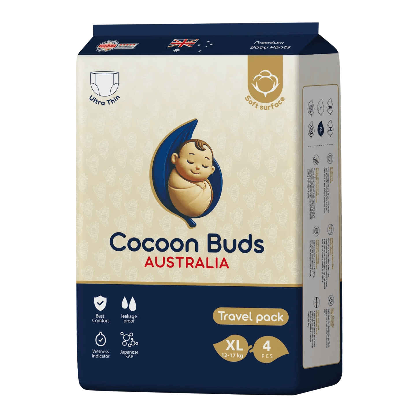 Cocoon Buds Diaper | Travel Pack XL | 4 pcs
