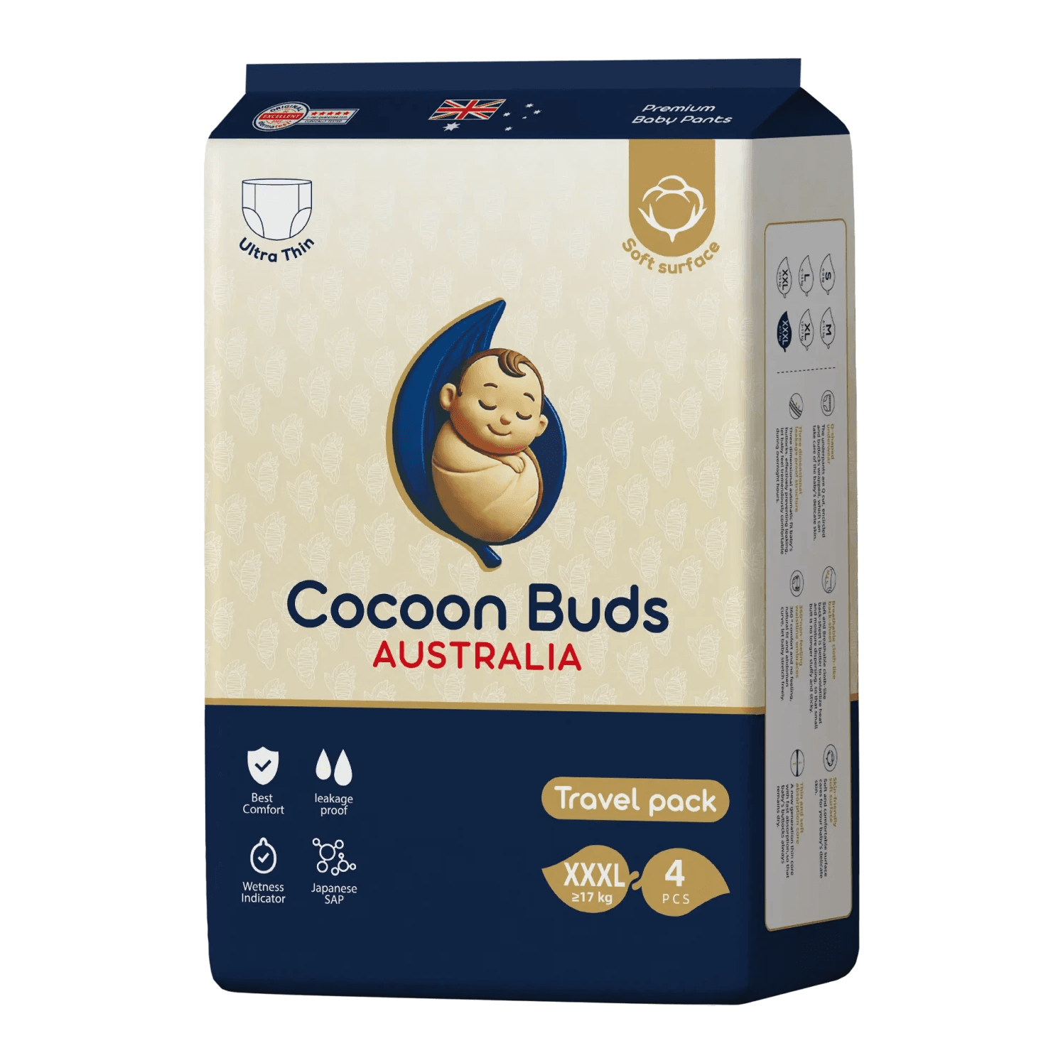 Cocoon Buds Diaper | Travel Pack XXXL | 4pcs